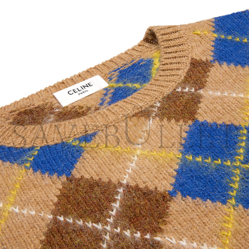 Ce1i*e crewneck sweater in argyle wool ry0li0v32.gdu5
